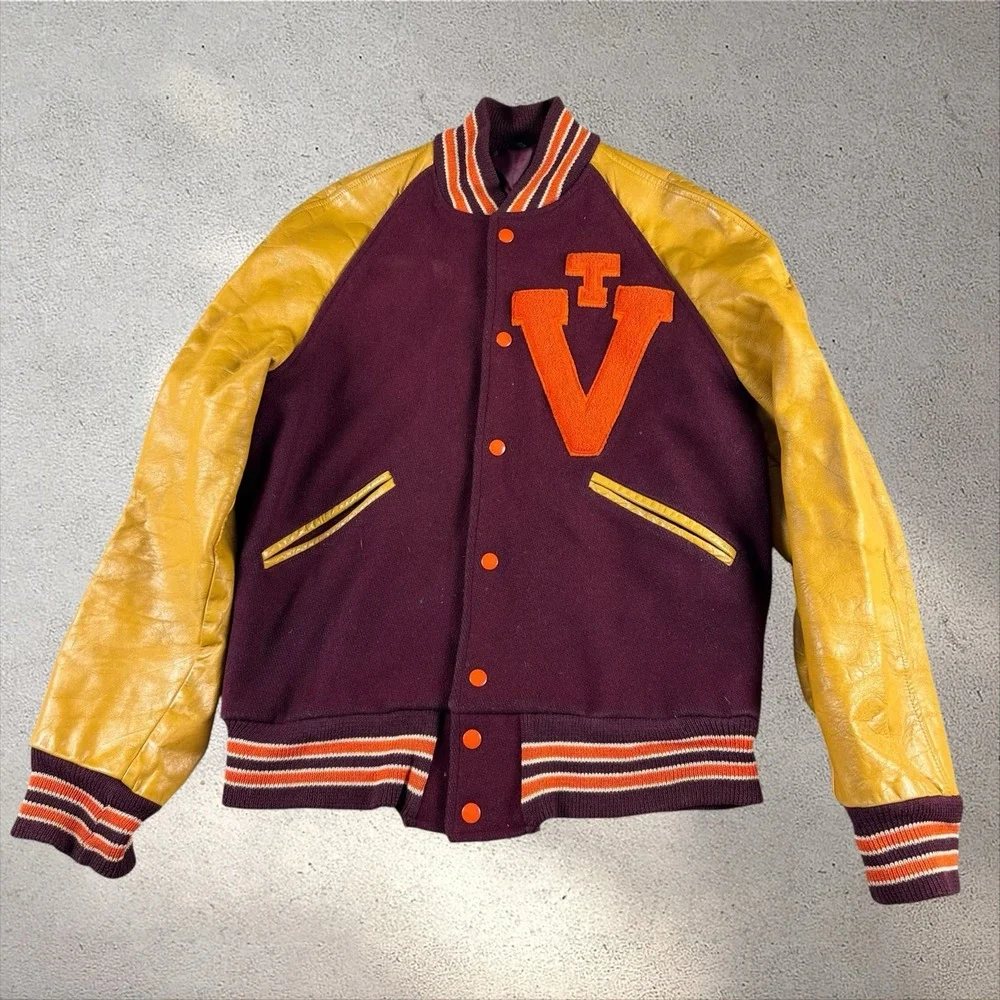 Vintage 60s 70s Virginia Tech Hokies Varsity Jacket Fits Adult Small/Medium